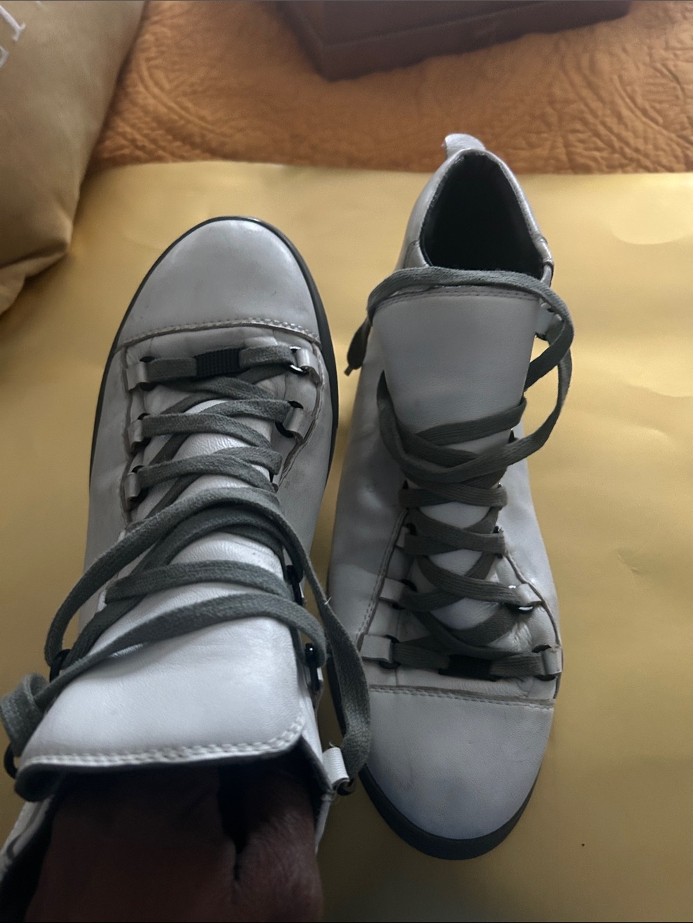 Balenciaga White and Gray High-Top Sneakers